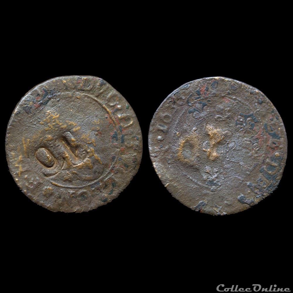 CGKL 578 - Sedan - Frédéric-Maurice de la Tour d'Auvergne (1623-1642) - Double tournois 1636 2 monnaie france feodale cgkl 578 sedan frederic maurice de la tour auvergne 1623 1642 double tournois 1636
