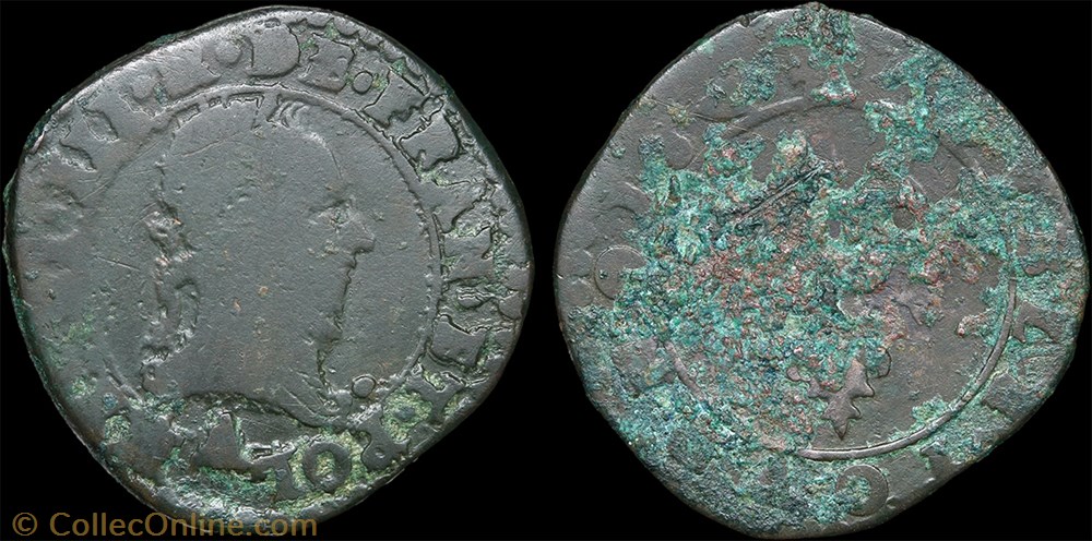 CGKL 88 - Henri III - Double tournois non daté A Paris monnaie france royale cgkl 88 henri iii double tournois non date a paris
