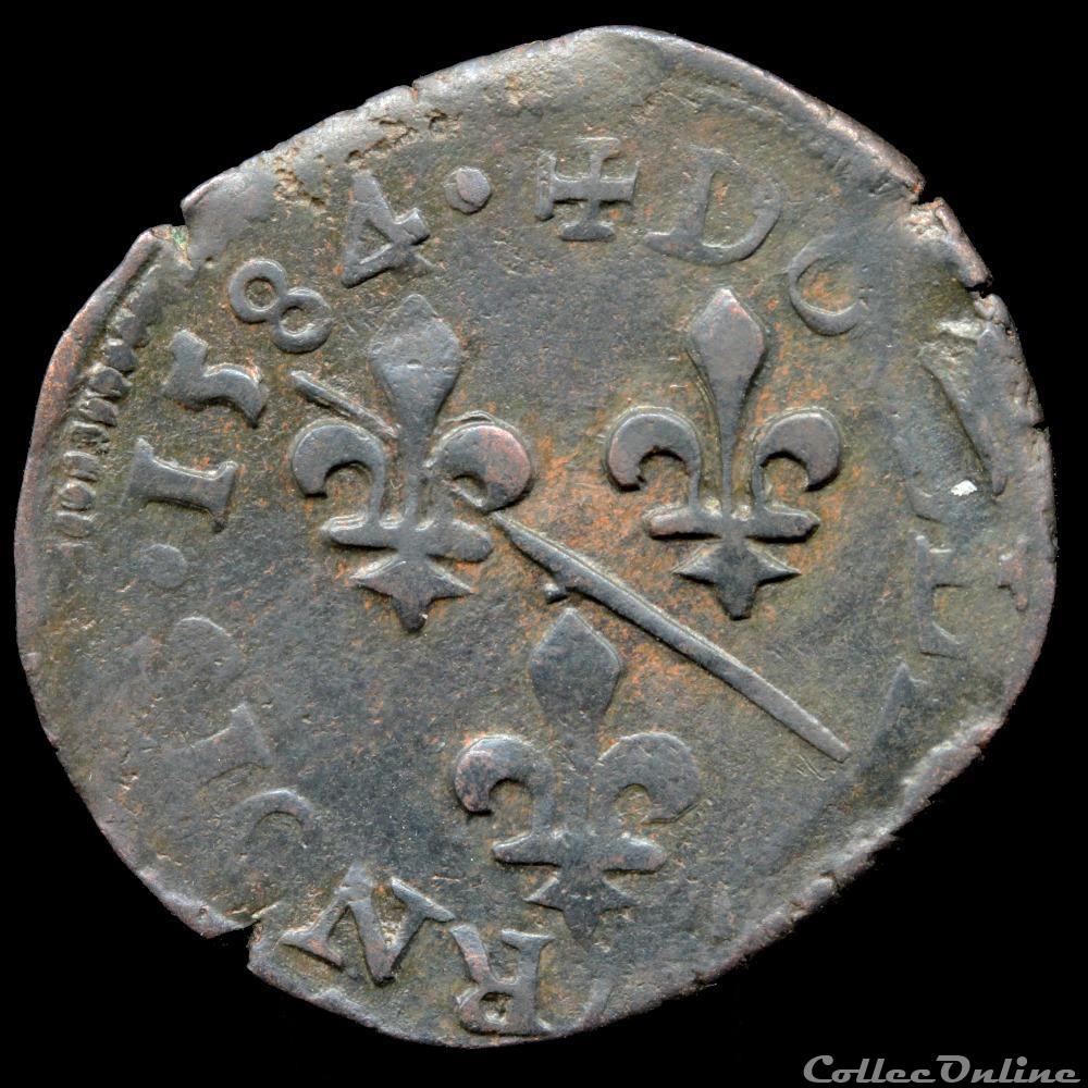 monnaie france feodale cgkl 720 dombes francois ii de bourbon montpensier 1582 1592 double tournois 1584