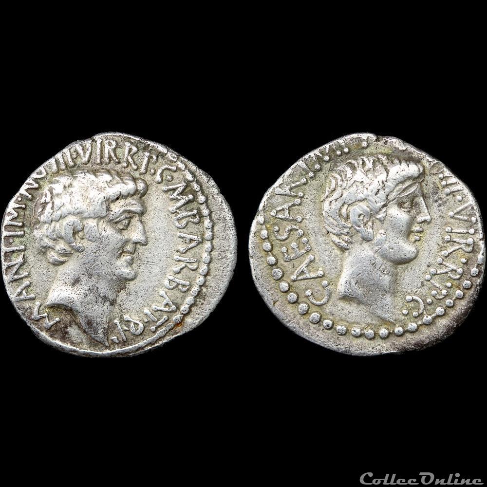 monnaie antique jc ap romaine marc antoine et octave 41 denier r octave