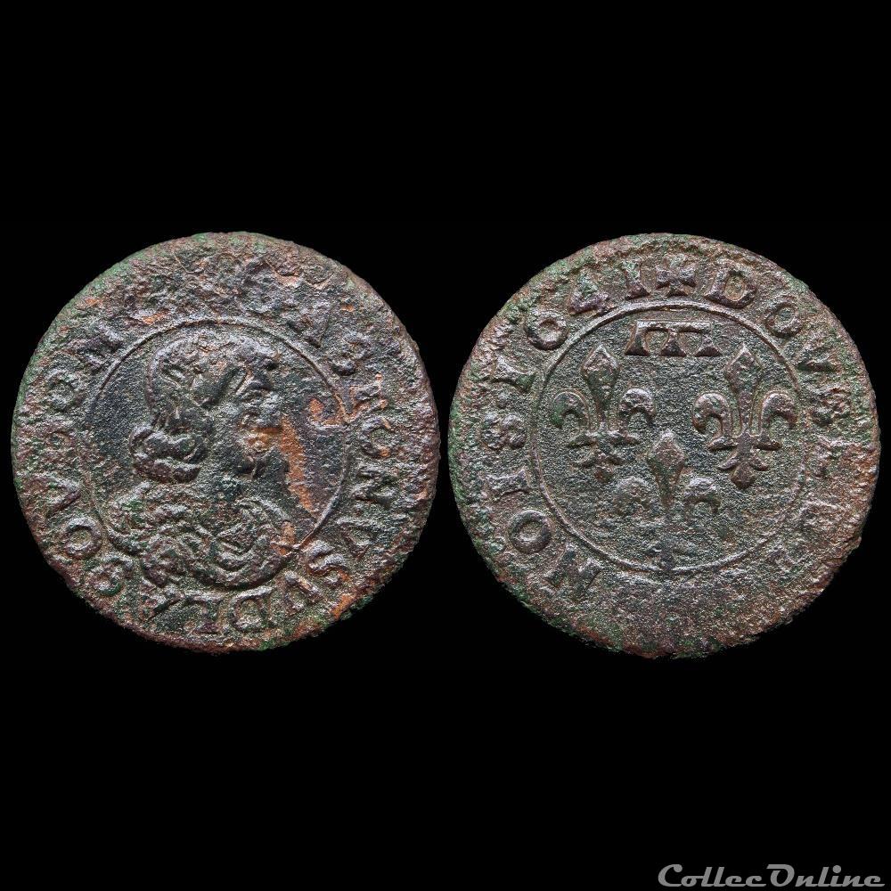 CGKL 752 - Dombes - Gaston d'Orléans (1627-1650) - Double tournois 1641 2 monnaie france feodale cgkl 752 dombes gaston orleans 1627 1650 double tournois 1641