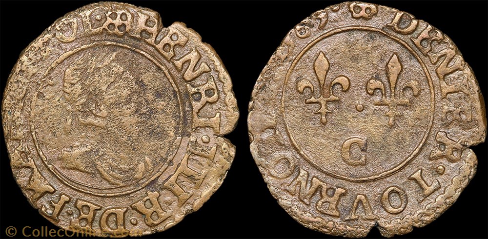 monnaie france royale cgkl 122 henri iii denier tournois 1589 c saint lo