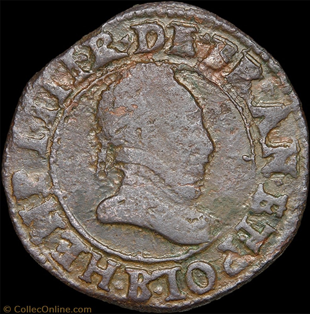 CGKL 112.D - Henri III - Double tournois 1589 B Rouen 2 monnaie france a royale cgkl 112 d henri iii double tournois 1589 b rouen