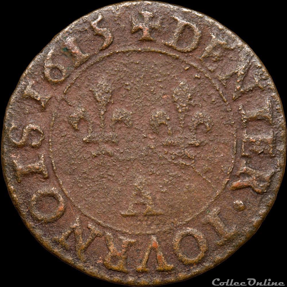 CGKL 400 - Louis XIII - Denier tournois 1615 A Paris 2 monnaie france royale cgkl 400 louis xiii denier tournois 1615 a paris