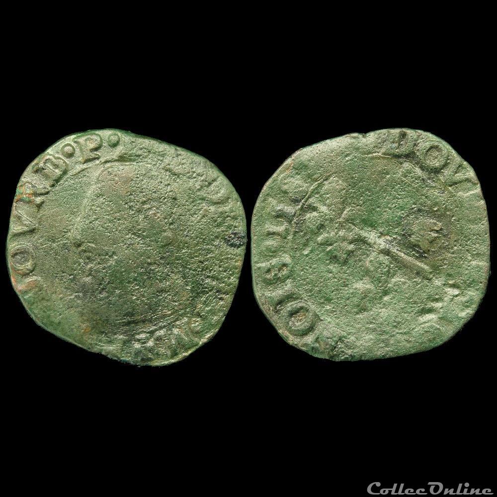 monnaie france feodale cgkl 720 dombes francois ii de bourbon montpensier 1582 1592 double tournois 1588