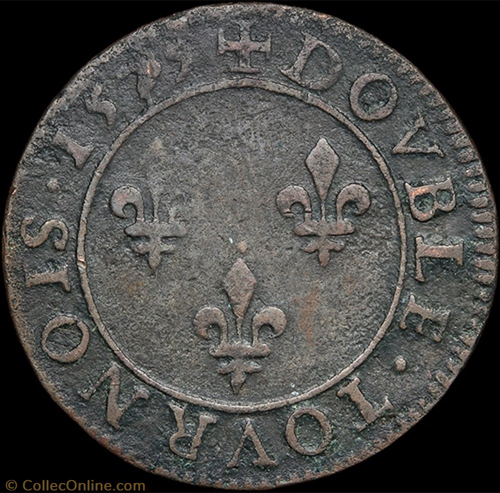 monnaie france royale cgkl 84 henri iii double tournois 1579 a paris