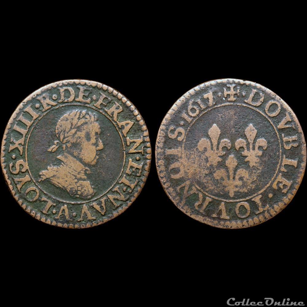 monnaie france royale cgkl 386 louis xiii double tournois 1617 16 a paris