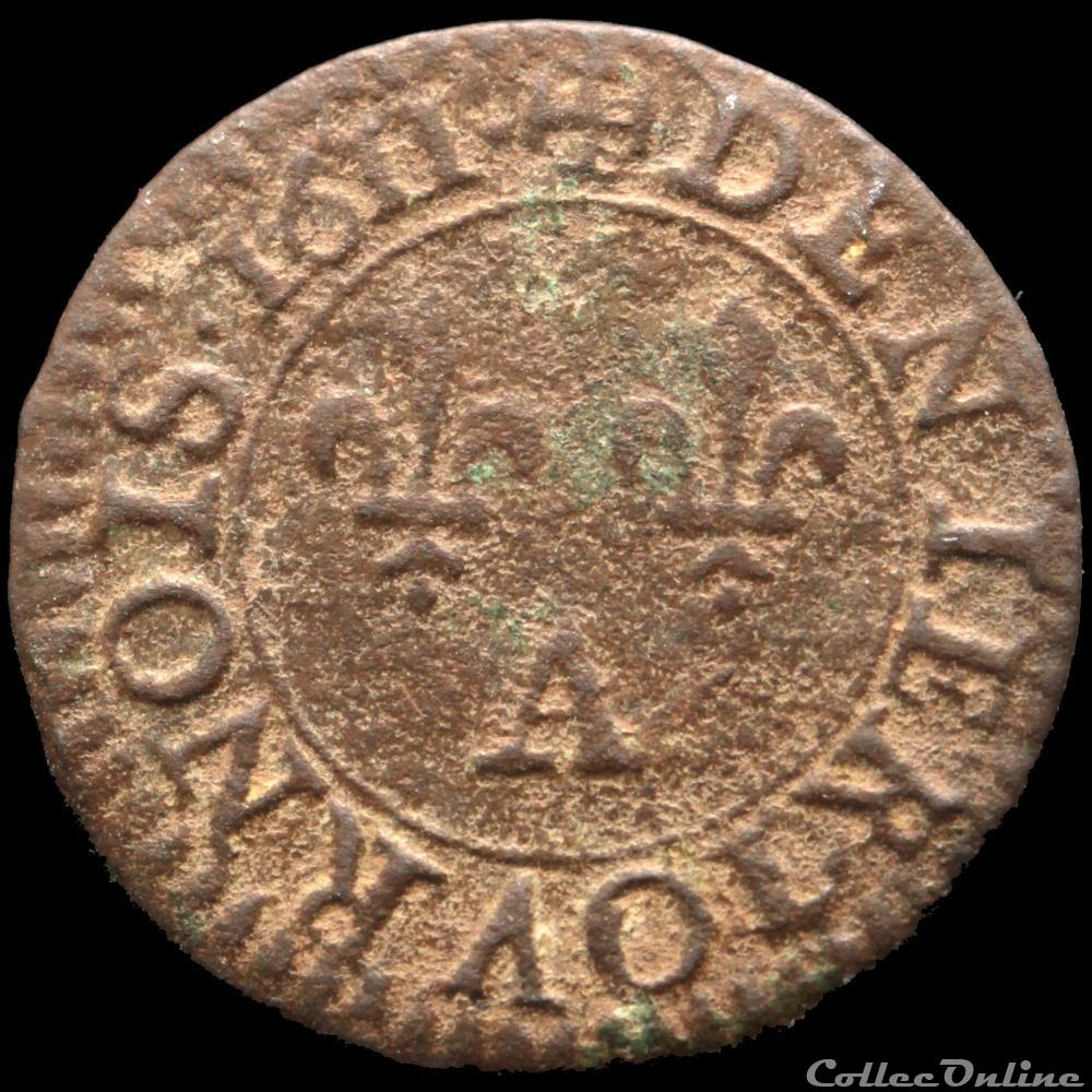 monnaie france royale cgkl 400 louis xiii denier tournois 1611 a paris