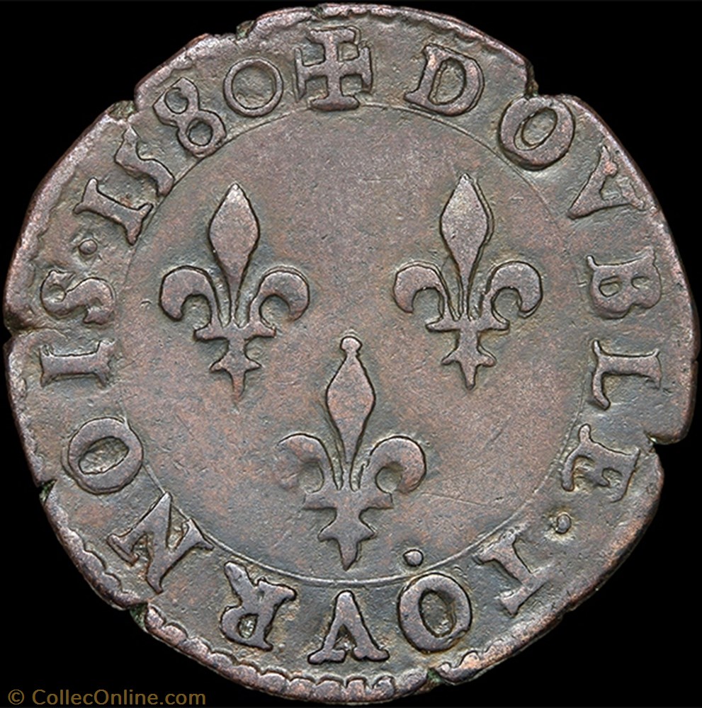 CGKL 96 - Henri III - Double tournois 1580 G Poitiers 3 monnaie france a royale cgkl 96 henri iii double tournois 1580 g poitiers