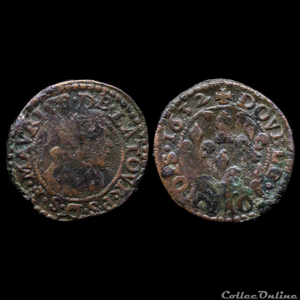 CGKL 574 - Sedan - Frédéric-Maurice de la Tour d'Auvergne (1623-1642) - Double tournois 1632 2 monnaie france feodale cgkl 574 sedan frederic maurice de la tour auvergne 1623 1642 double tournois 1632