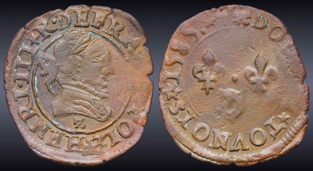 CGKL 140.A - Henri III - Double tournois 1585 Z Dauphiné monnaies europe medievale france royales cgkl 140 a henri iii double tournois 1585 z dauphine