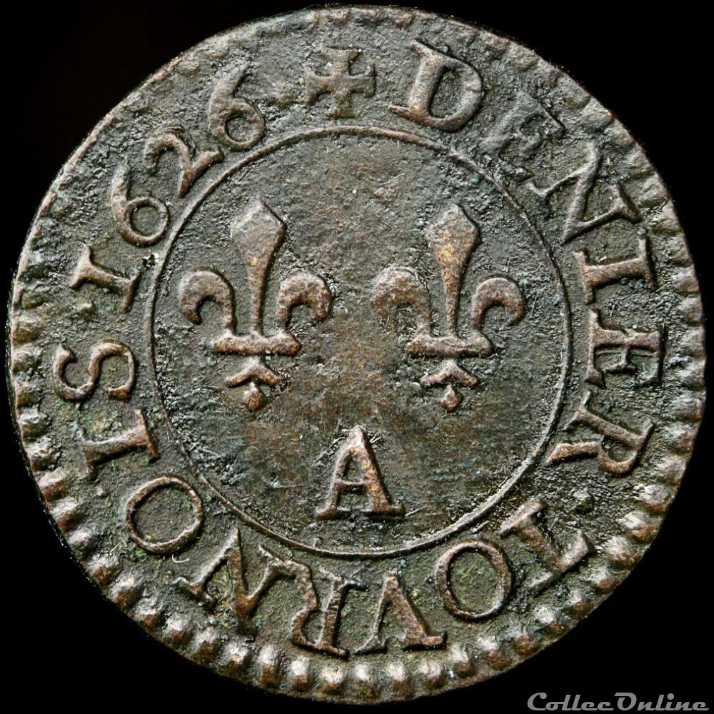 CGKL 404 - Louis XIII - Denier tournois 1626 A Paris 2 monnaie france royale cgkl 404 louis xiii denier tournois 1626 a paris