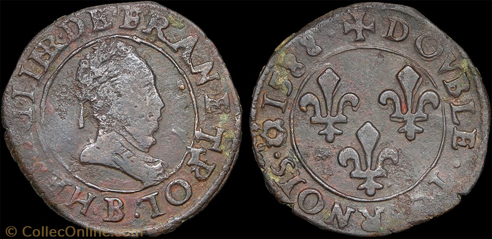 monnaie france a royale cgkl 112 d henri iii double tournois 1588 b rouen