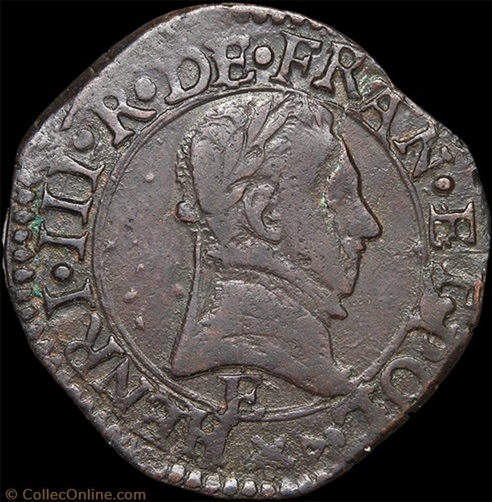 CGKL 128 - Henri III - Double tournois 1584 E Tours 2 monnaie france a royale cgkl 128 henri iii double tournois 1584 e tours