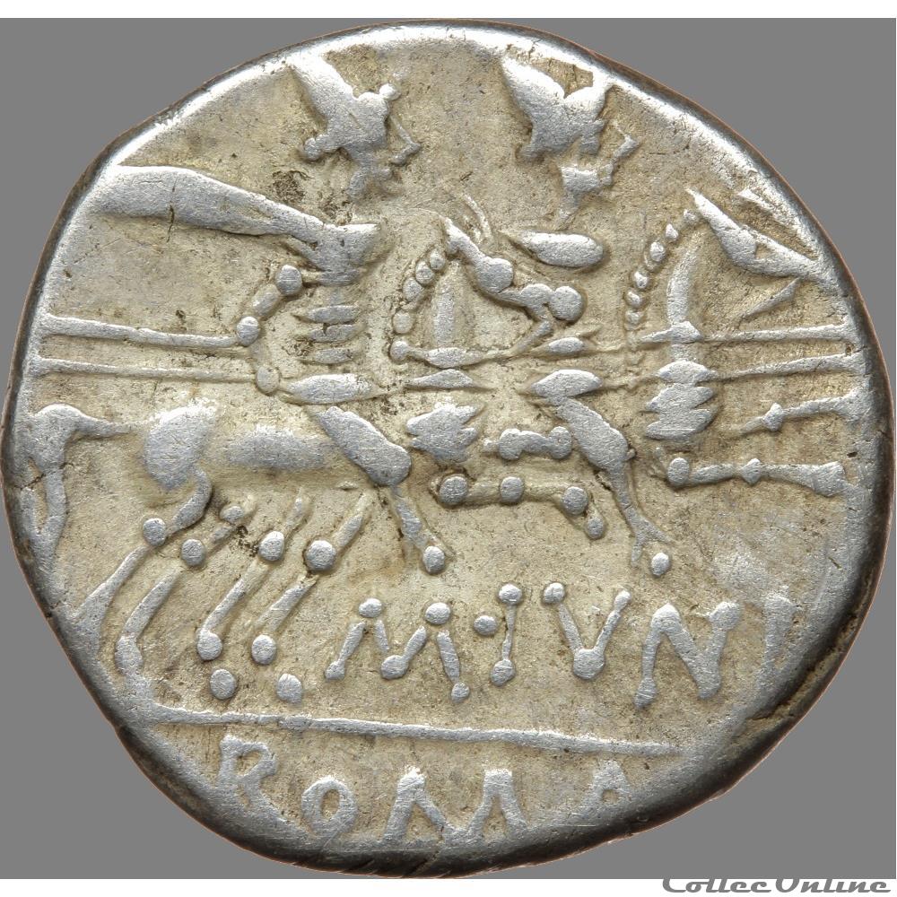 Gens Junia - Denier - Marcus Junius Silanus (c.174 av. J.C) 2 monnaie antique romaine gens junia denier marcus junius silanus c 174 av j c
