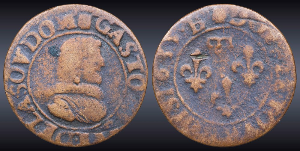 monnaies europe medievale france feodales cgkl 736 dombes gaston orleans 1627 1650 double tournois 1635b