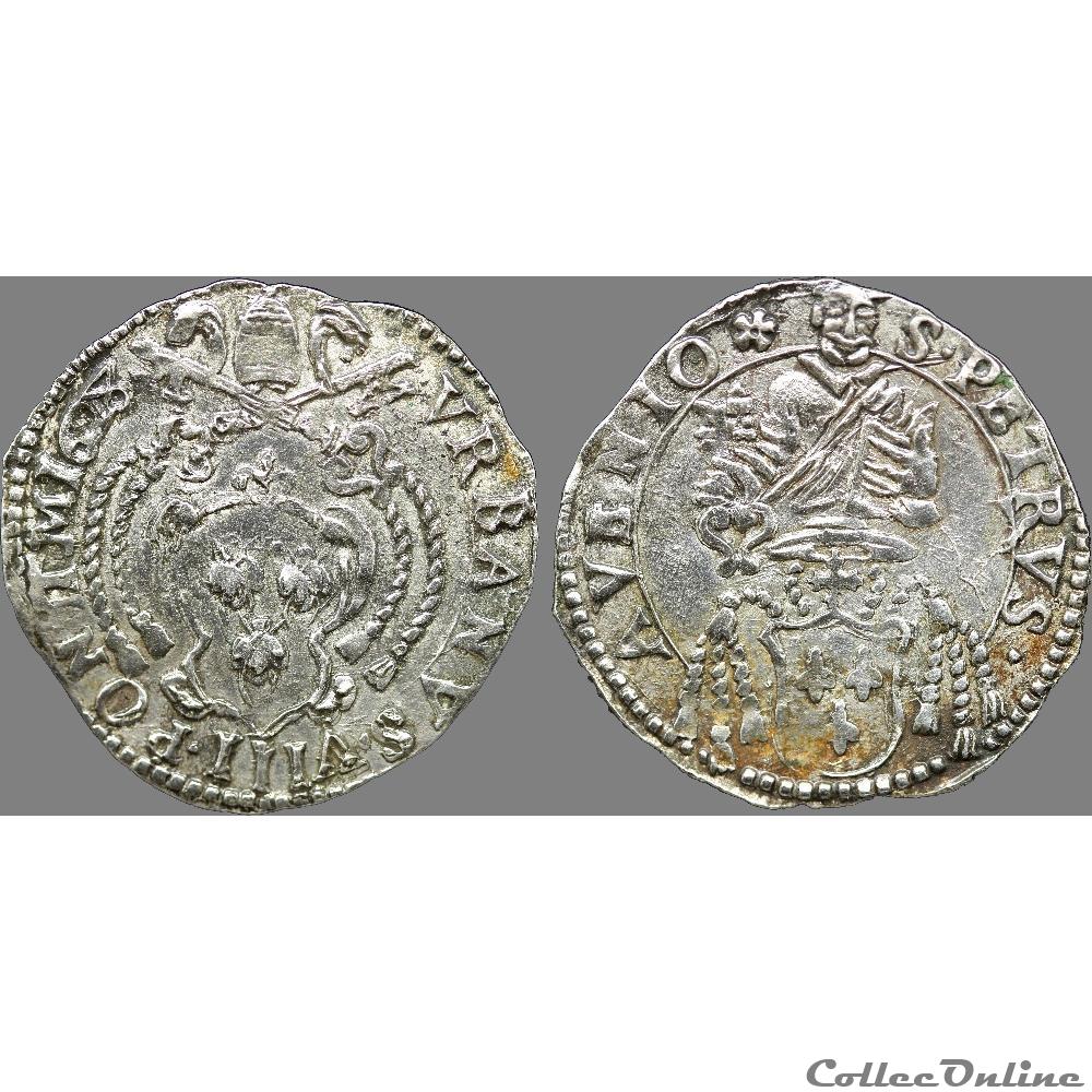 Comtat Venaissin - Urbain VIII - Barberin 1628 (Avignon) 3 monnaie france feodale comtat venaissin urbain viii barberin 1628 avignon