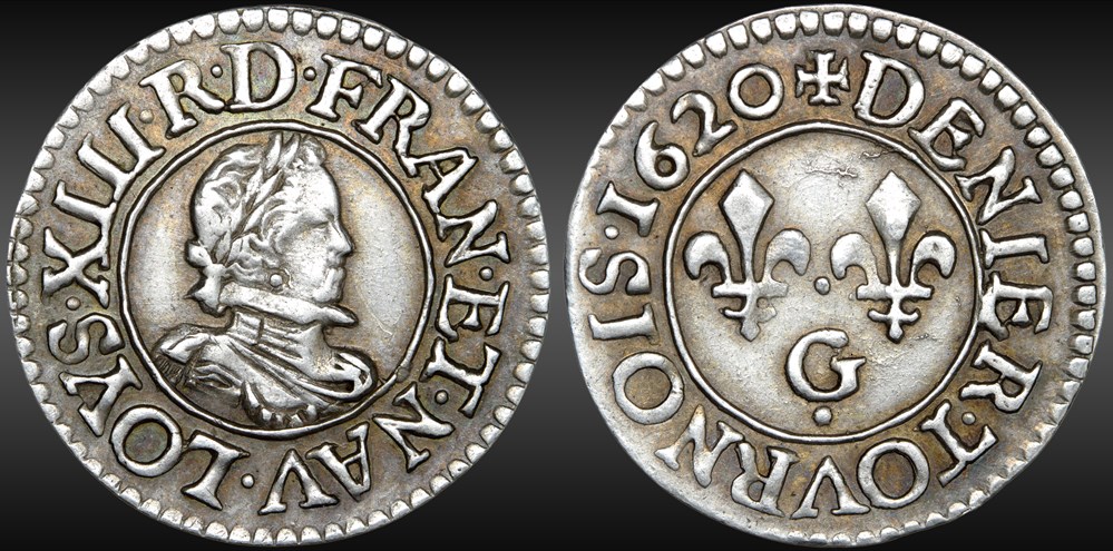 monnaies france royales louis xiii essai en argent du denier tournois 1620 g poitiers