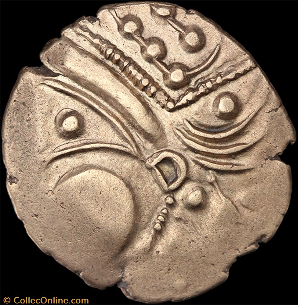 Aulerques Eburovices - Hémistatère au bec 2 monnaie antique av jc ap gauloise aulerques eburovices hemistatere au bec