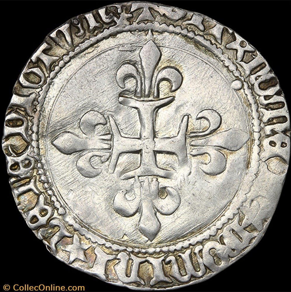 Charles VII (1422-1461) - Gros "de Roi" - Montpellier 3 monnaie france royale charles vii 1422 1461 gros de roi montpellier