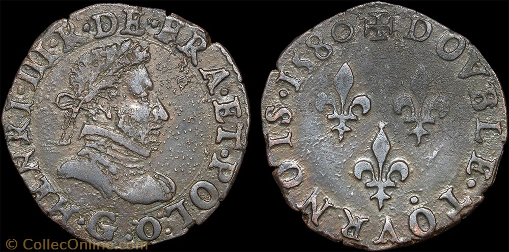 monnaie france a royale cgkl 96 henri iii double tournois 1580 g poitiers