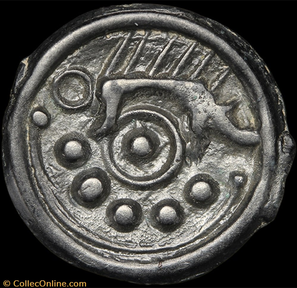 Suessions - Potin au sanglier, au torque et aux globules 3 monnaie antique av jc ap gauloise suessions potin au sanglier au torque et aux globules