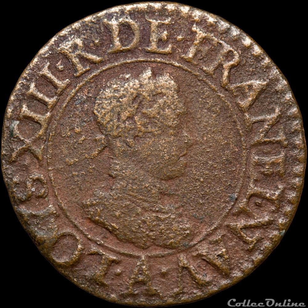 CGKL 400 - Louis XIII - Denier tournois 1615 A Paris monnaie france royale cgkl 400 louis xiii denier tournois 1615 a paris