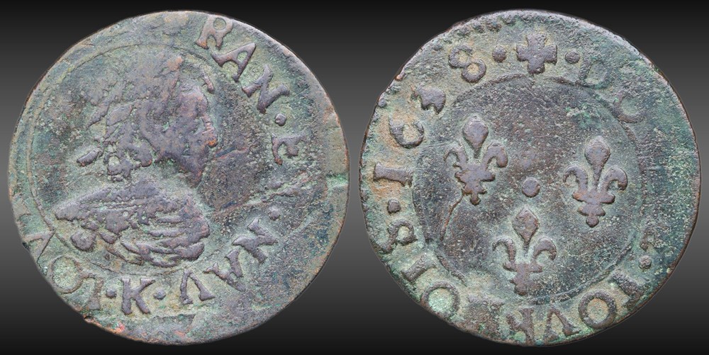 monnaies europe medievale france royales cgkl 284 louis xiii double tournois 1638 k bordeaux
