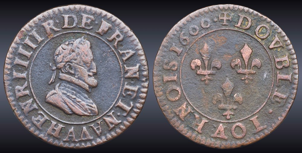 CGKL 222 - Henri IV - Double tournois 1600 A Paris monnaies europe medievale france royales cgkl 222 henri iv double tournois 1600 a paris