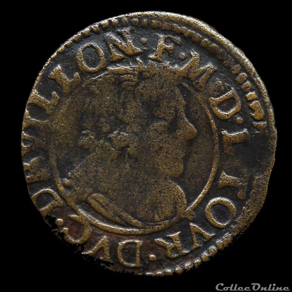 monnaie france feodale cgkl 580 sedan frederic maurice de la tour auvergne 1623 1642 double tournois 1640
