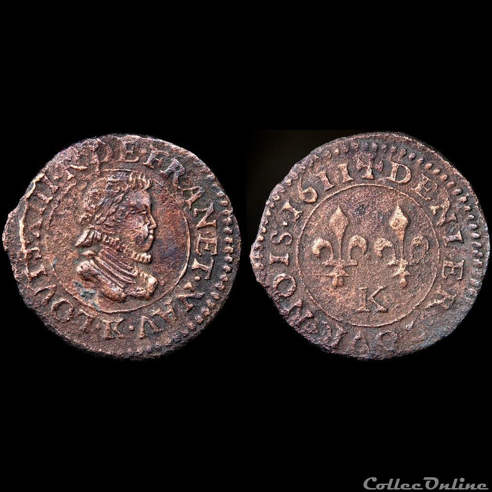 monnaie france royale cgkl 300 louis xiii denier tournois 1611 k bordeaux