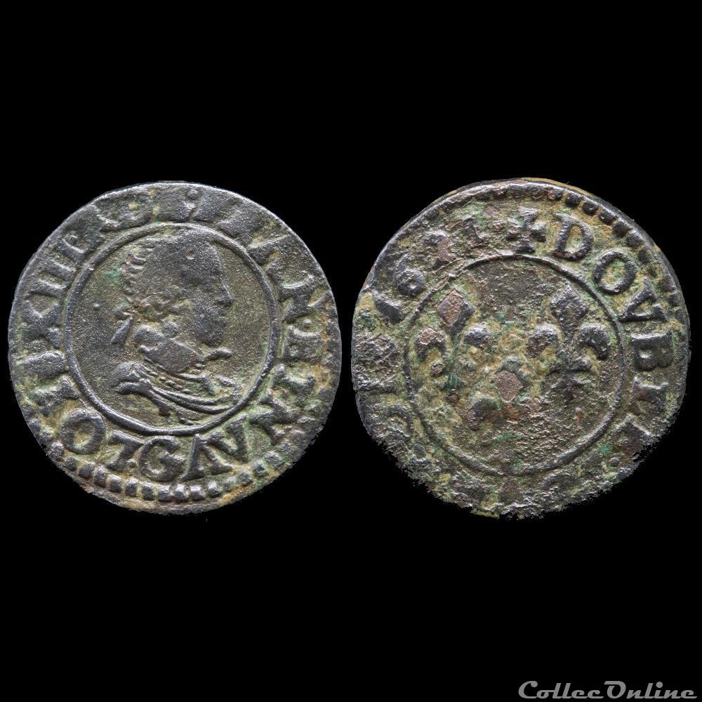 monnaie france royale cgkl 412 louis xiii double tournois 1621 g poitiers