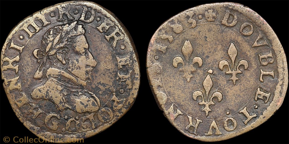 monnaies europe medievale a france royales cgkl 96 henri iii double tournois 1583 g poitiers