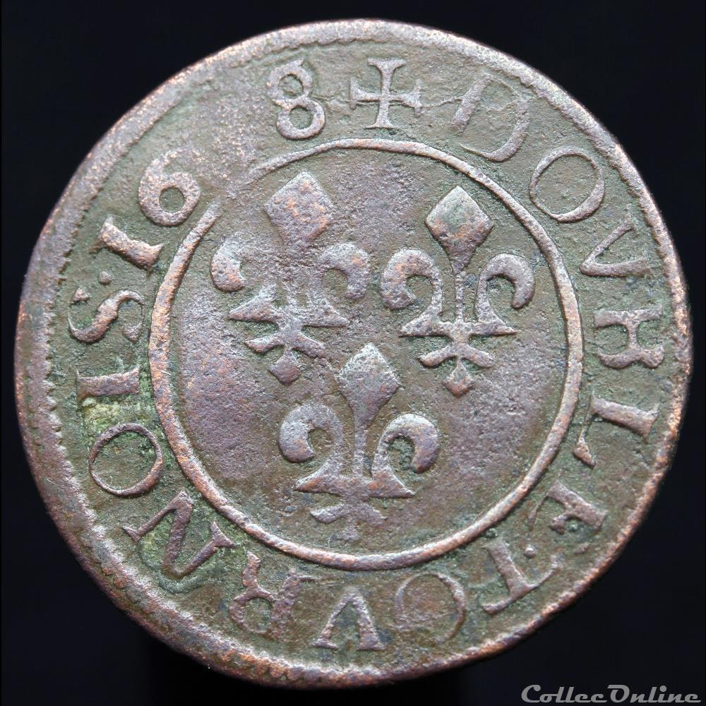 CGKL 470 - Louis XIII - Double tournois 1638 E Tours 3 monnaie france royale cgkl 470 louis xiii double tournois 1638 e tours