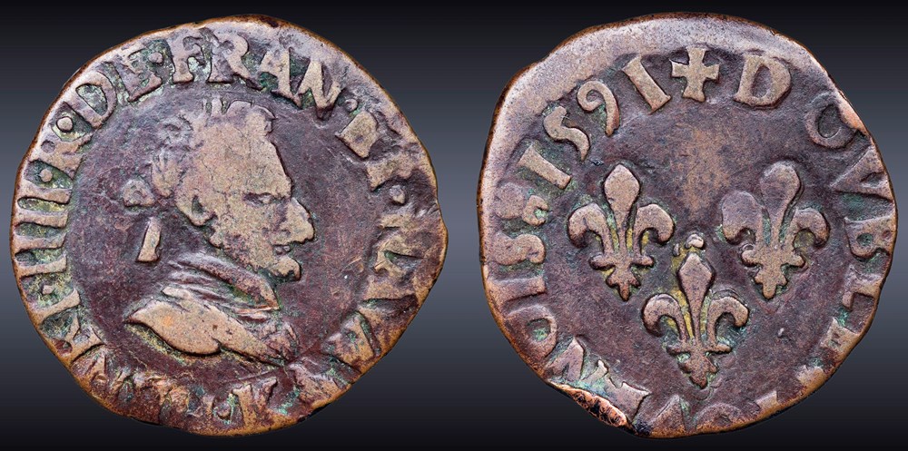 monnaies europe medievale france royales cgkl 160 henri iv double tournois 1591 k bordeaux