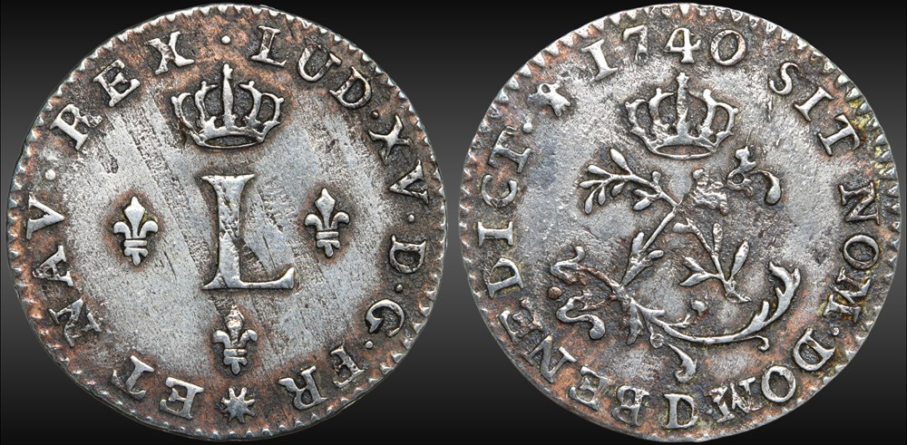 Louis XV - Sol - 1740 D Lyon monnaies france a royales louis xv sol 1740 d lyon