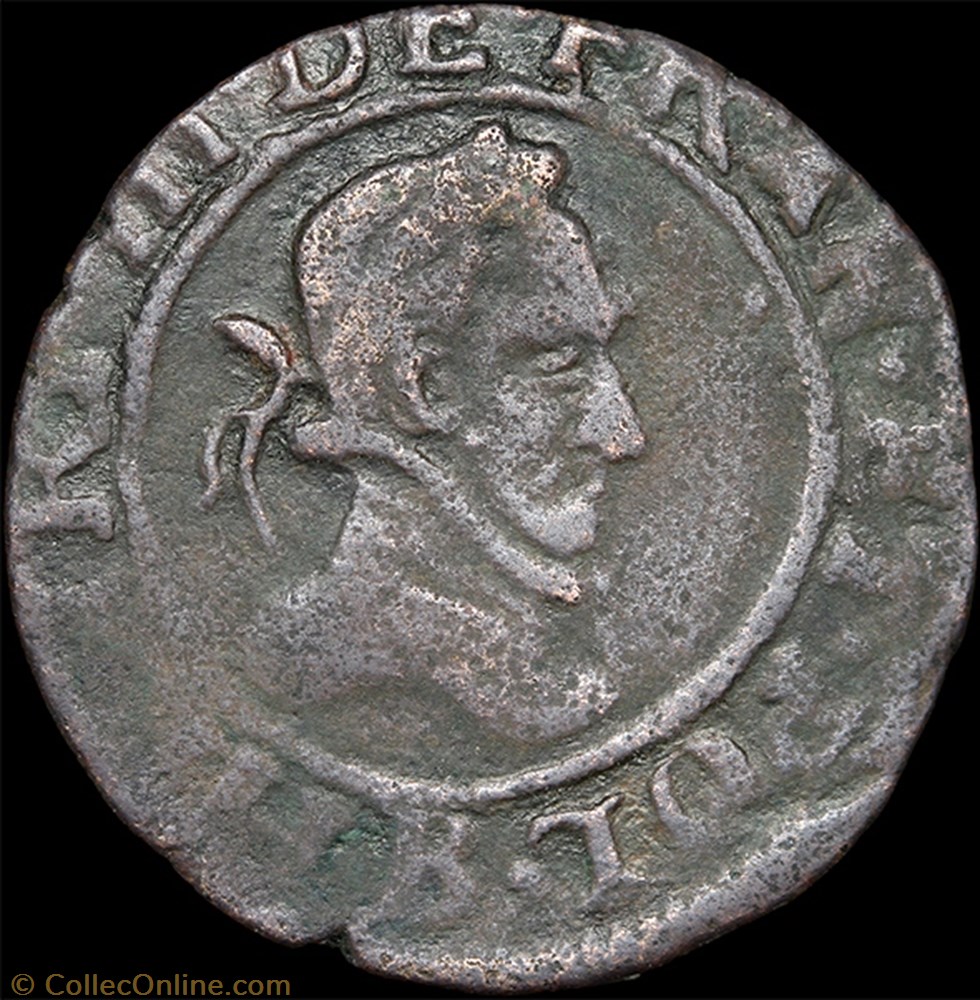CGKL 114.B - Henri III - Denier tournois 1583 B Rouen 2 monnaie france a royale cgkl 114 b henri iii denier tournois 1583 b rouen