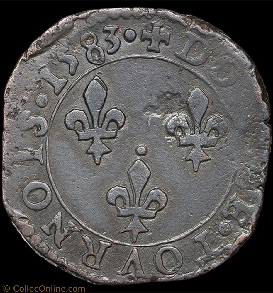 monnaie france a royale cgkl 128 henri iii double tournois 1583 e tours