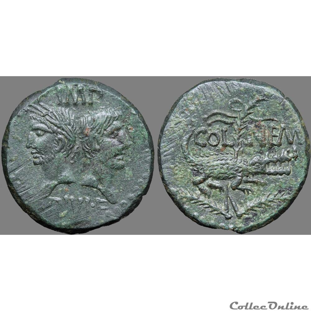 Auguste et Agrippa - Dupondius - Nîmes, type 2 3 monnaie antique romaine auguste et agrippa dupondius nimes type 2