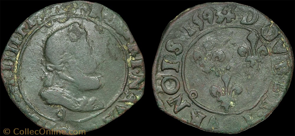 monnaie france a royale cgkl 226 henri iv double tournois 1593 9 rennes