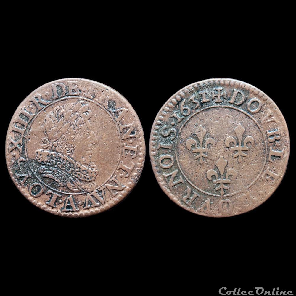 monnaie france royale cgkl 394 louis xiii double tournois 1631 1630 a paris