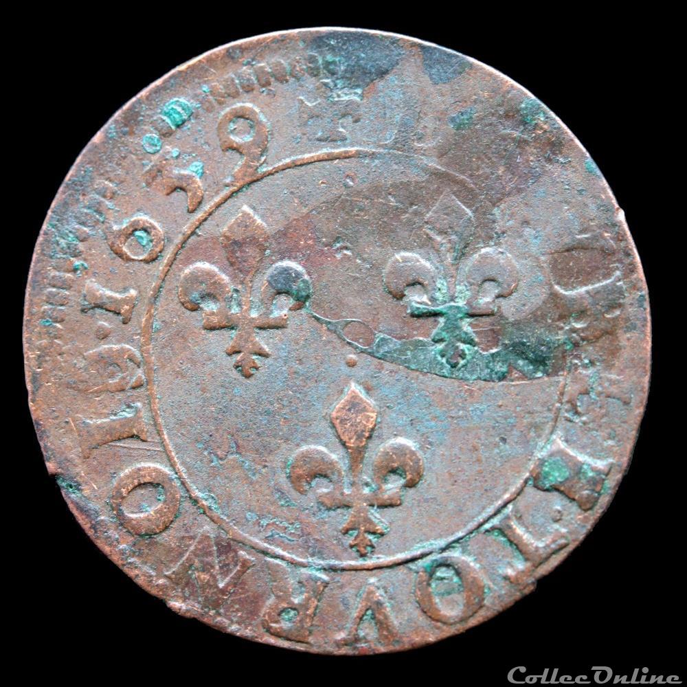CGKL 434 A - Louis XIII - Double tournois 1639 B Rouen 2 monnaie france royale cgkl 434 a louis xiii double tournois 1639 b rouen