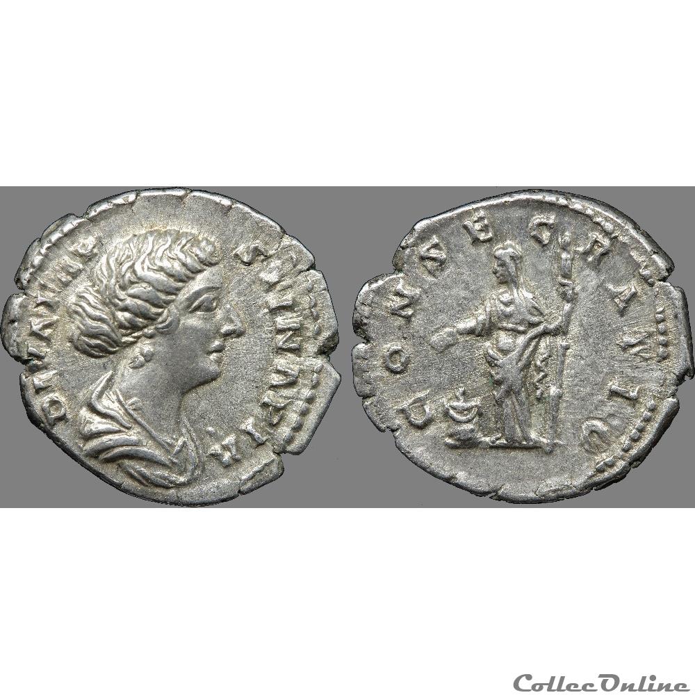 Faustine - Denier - Consecratio 3 monnaie antique romaine faustine denier consecratio