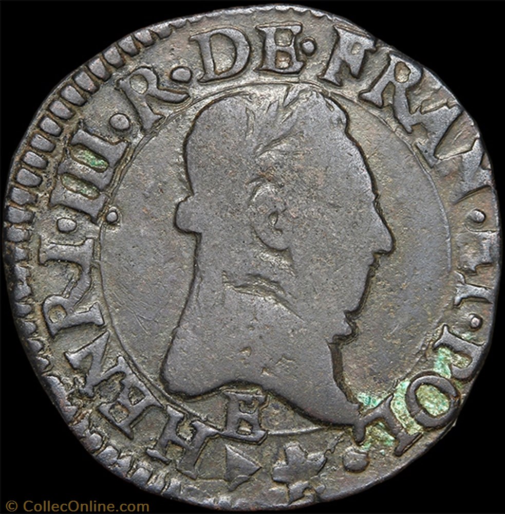 CGKL 128 - Henri III - Double tournois 1581 E Tours 2 monnaie france a royale cgkl 128 henri iii double tournois 1581 e tours