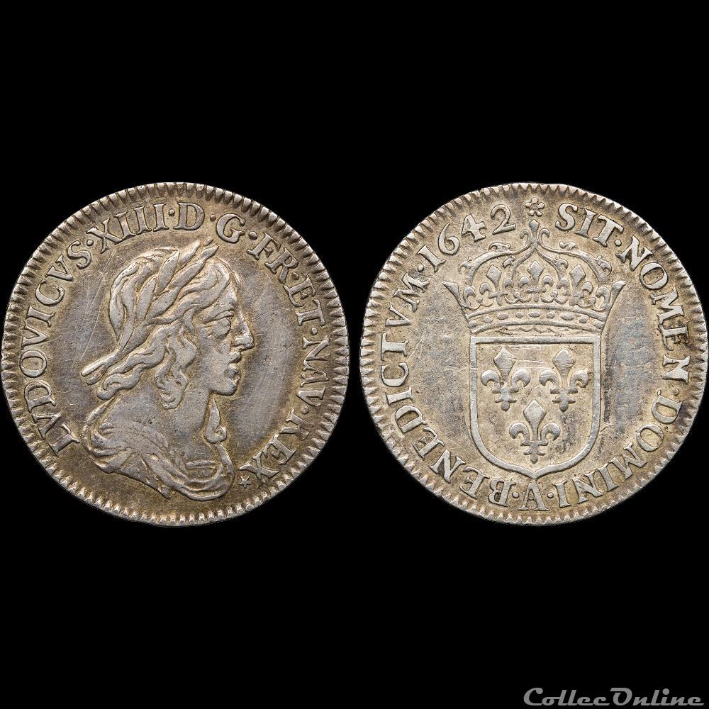 monnaie france royale louis xiii 1610 1643 douzieme ecu 1642 a paris