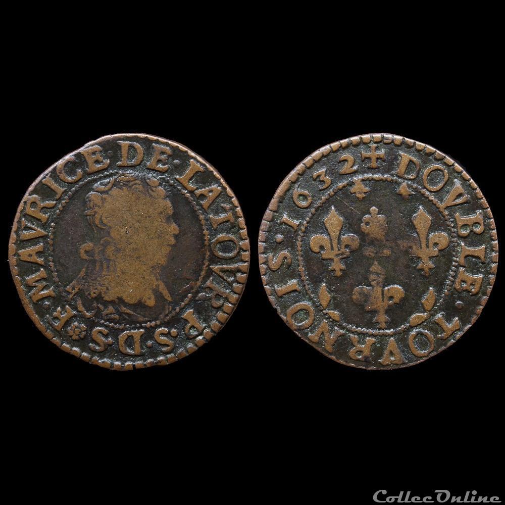 CGKL 574 - Sedan - Frédéric-Maurice de la Tour d'Auvergne (1623-1642) - Double tournois 1632 2 monnaie france feodale cgkl 574 sedan frederic maurice de la tour auvergne 1623 1642 double tournois 1632