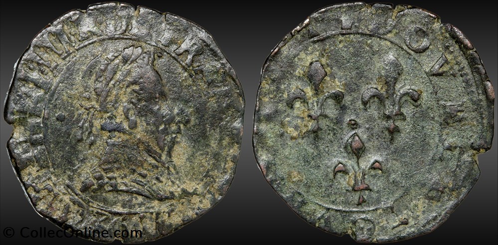 CGKL 66 - Henri III - Double tournois 1592 D Lyon monnaies france a royales cgkl 66 henri iii double tournois 1592 d lyon