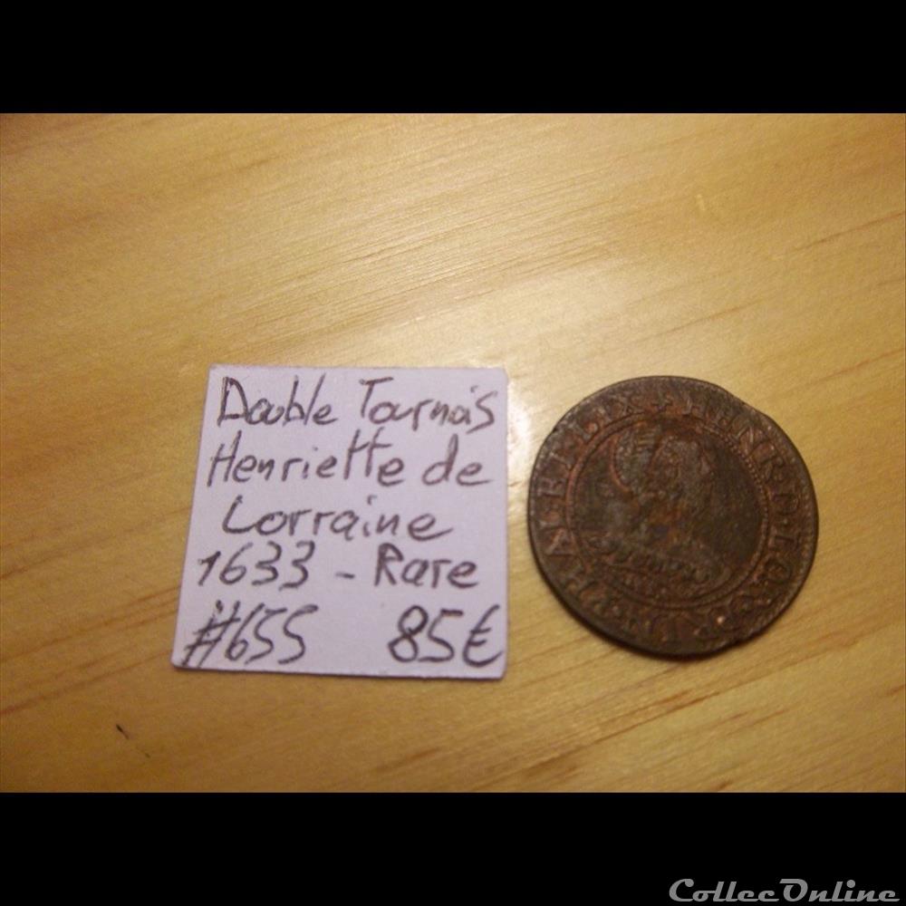 Double tournois Henriette de Lorraine monnaie france feodale double tournois henriette de lorraine