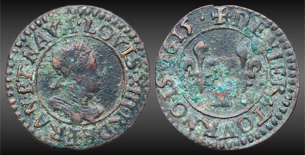 monnaies europe medievale france royales cgkl 268 louis xiii denier tournois 1615 x amiens