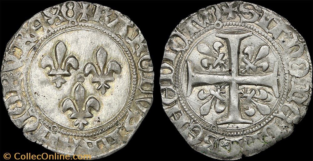 Charles VII (1422-1461) - Blanc "aux trois lis" - Orléans monnaie france royale charles vii 1422 1461 blanc aux trois lis orleans